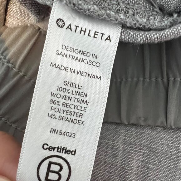 Athleta 100% Linen Shorts Womens Size 6 High Rise Gray Pull On 3.5 Inch Inseam - Picture 5 of 6